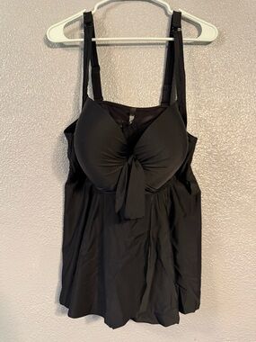 torrid Black Front-Tie Tankini Top